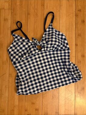 Navy and White Gingham Tie-Front SwimSuit One piece MEDIUM
